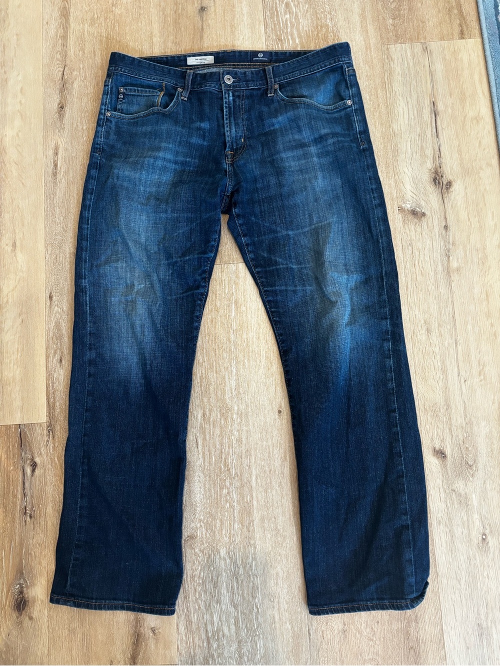 Ag Adriano Goldschmied Men's Straight Jeans in Dark Blue Wash